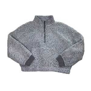 Hippie Rose Sherpa Long Sleeve Jacket Sweater Pullover Large 1/4 Zip